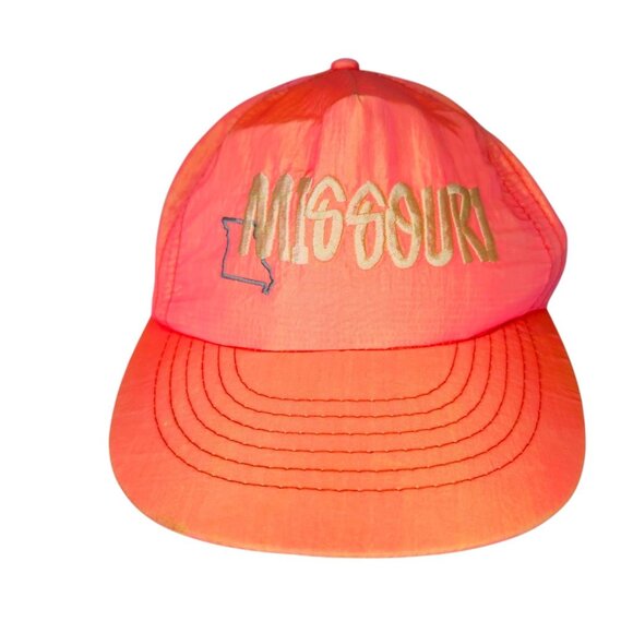 VTG 80s Missouri Snapback Nylon Hat Irridescent Orange Embroidered Retro Hipster - Picture 1 of 9